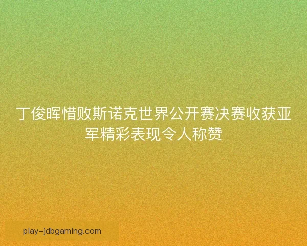 丁俊晖惜败斯诺克世界公开赛决赛收获亚军精彩表现令人称赞
